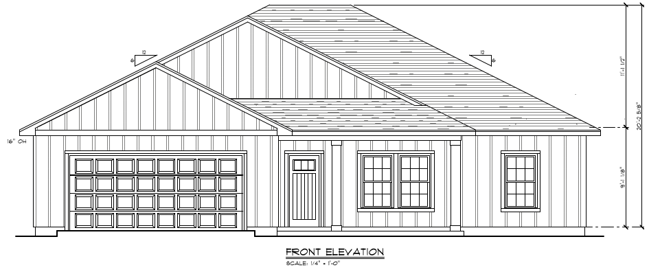 Front elevation architectural drawing
