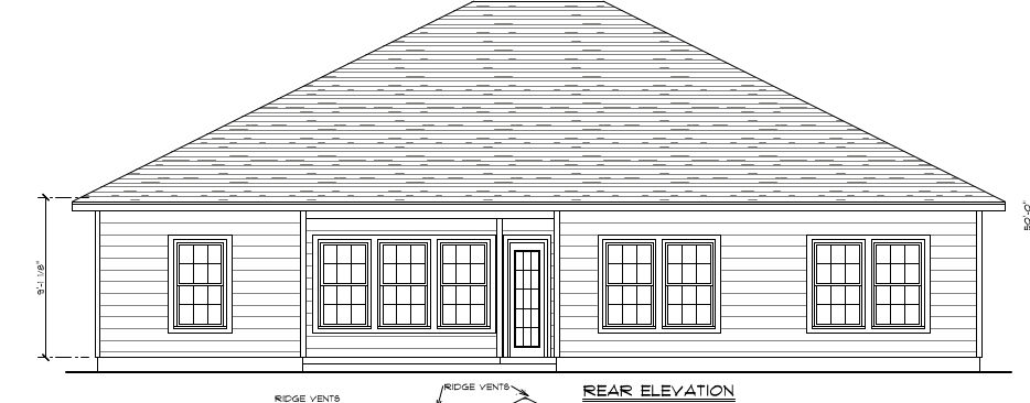 Rear elevation architectural drawing